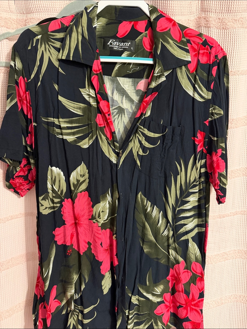 FINAL SALE 8/21!!!!! VANNI Black Button-Down Tropical Floral Shirt with Pink & G